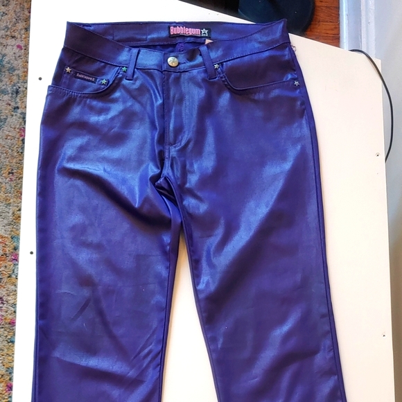 Y2k Purple Bubblegum Vinyl Bootcut Pants - Picture 1 of 4